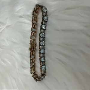 Blue topaz stones gold tennis bracelet